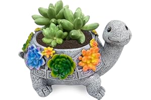 lifemet Gartendeko Schildkröte Sukkulenten Blumentopf Niedlichen Tierförmigen Blumentöpfe Dekoration Harz Kaktus Pflanze Töpfe für Home Office Schreibtisch Mini Ornament Blumentöpfe Balkon Deko