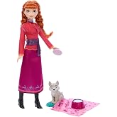 Mattel Disney Frozen Anna Baby and the Wolf Cub Figure, 4 accessories including the wolf cub's bed and blanket, JFG17