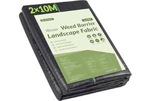 Velway Membrana do zwalczania chwastów 2 x 10 m, tkanina barierowa do chwastów ogrodowych, krajobraz, membrana tłumiąca chwasty, tkana okrywowa na patio, rabatki kwiatowe, sztuczna trawnik, podjazd