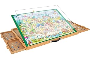 TRUWHEELZ 1500 Teile Puzzlebrett mit 4 Schubladen & Abdeckung, 3 Neigungswinkel, 64 x 87 cm Holz-Puzzletisch für Erwachsene, tragbarer Puzzle-Tischaufsatz, Geburtstagsgeschenk für Mama