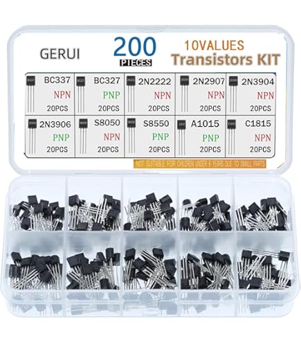 QWORK® 600 Piezas (24 Valores) Surtido De Transistores PNP NPN - A1015 A733 C1815 C945 BC327 BC337 BC557 2N2222 2N2907 2N3904 2N3906 2N5401 2N5551 S9012 S9013 S9014 S9015 S9018 S8050 S8550