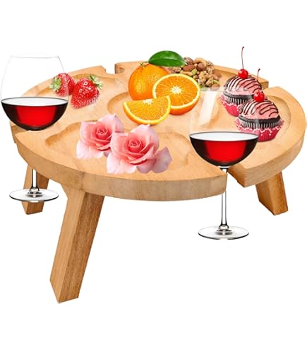 wijntafel - inklapbaar - 22x39cm - houder voor 4 glazen - picknicktafel