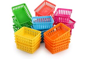 DEAYOU 24 Pack Classroom Storage Baskets, Small Plastic Baskets for Organizing, Colorful Storage Trays, Crayon Pencil Containers Organizer Bins for Desk, Drawer, Home, Office, 15.5 x 12 x 6 cm