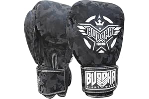 BUDDHA FIGHT WEAR - Guantes de Boxeo Thailand - Muay Thai - Kick Boxing - Piel Sintética Tejido Interior Resistente A Los Olores - Varios Diseños