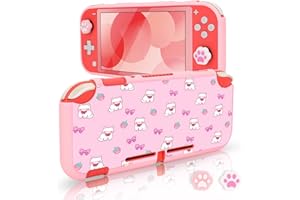 DLseego Custodia per Switch Lite, Custodia Morbida Protettiva per Switch Lite, Cover Antiurto e AntiGraffio per Switch Lite e 2 Copri Levette Analogiche,Rosa+Viola