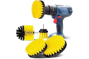 YIHATA Cepillo de Taladro Eléctrico 4 Pieces, Juego de Cepillo Limpieza Hogar, Multifuncionales Brochas para Limpiar Paredes, Baño, Cocina, Tapiceria Coche, Piso Azulejo, Esquinas, Terraza (Amarillo)
