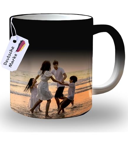 Personalisierte Farbwechsel-Thermotasse 325 Ml – Schwarze Keramik Mit Magischem Foto-Effekt