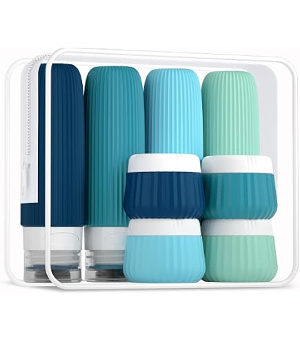 Gemice Bottiglie Da Viaggio In Silicone, Confezione Da 8 Pezzi Approvate Tsa Da Viaggio 121819