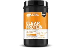 Optimum Nutrition Clear Whey Isolate, 20g Whey Protein Isolate, Mango & Passion Fruit, Noll Socker, Protein Bidrar Till Muskeltillväxt, 480g, 20 Portioner