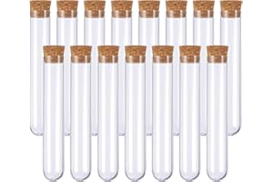 BESMRPG 15 Stück Reagenzglas mit Korken,Transparent Basteln eagenzgläser,Mini Reagenzgläser für Blumen,Kleine Transparente kork Kunststoffe Reagenzgläser,DIY,12mm×75mm