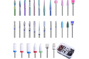 POFIBO 30 Stück Nagelfräser Aufsätze und 75 Stück Nagelfräser Schleifhülsen, Professionelle Wolframlegierung und Keramik Fräser Bit für Gelnägel, 3/32 Zoll Nagelfräser Bits Set für Maniküre und Pediküre