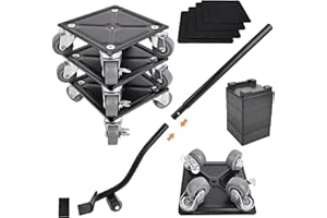 ZRODEN Sollevatore Mobili, Ruote con Freno, Set 4 Spostare Mobili Pesanti, Barra di Sollevamento, Cuscinetti Antiscivolo e Regolatori di Altezza, Spostamento Facile dei Mobili Nero