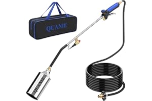 QUANIE Propane Torch Weed Burner Kit,High Output with Storage Bag,Heavy Duty Self Igniter Blow Torch with Turbo Trigger and 10FT Hose,Flamethrower for Weeding,Roofing,Melting