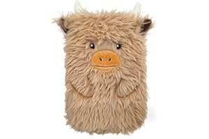 A2Z Highland Cow Cattle 3D Hot Water Bottle 1 Litre Capacity Soft Plush Cover Cute Animal Design Natural Rubber Bottle Heat Therapy Neck Back Pain Relief Bedtime Relax Gift Idea for Adults & Kids
