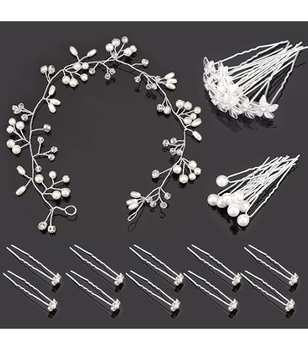 Set 48 Forcine Per Capelli A Spirale Con Strass E Perle - 4 Stili Eleganti Per Matrimoni, Balli E Acconciature Da Festa