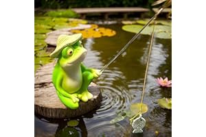 Znnhnn Decorazione da laghetto da giardino, figura di pesca realizzata in resina, figure decorative da giardino, mini decorazione da laghetto, figura di pesca, decorazione da laghetto con rana