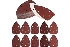 HUANGXINYU 60 Multi Tool Sanding Pads, Triangle Mouse Sanding Pads for Mouse Sander Pads Sheets, 5 Hole Sanding Sheets Assorted 40/80/120/180/240/320 Grits Mouse Sandpaper for Electric Sander Detail Sander Pads