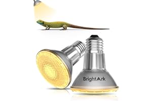 BrightArk 60W Reptilien Wärmelampe E27 Par20 Schildkröte WärmelampeWarmweiß 2700K Dimmbare Terrarium Wärmelampe für Welpen,Reptilien,Schildkröten,Eidechsen,Schlangen,Bärte,Drachen,Küken (2 Stück)