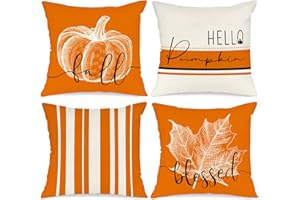 Benjia 50 x 50 jesiennych poszewek na poduszki, zestaw 4 szt., dynia liść klonu dekoracyjne wakacje 50 x 50 cm jesienne poszewki na poduszki na Święto Dziękczynienia poszewka na poduszkę do wewnątrz