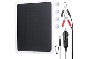 Nimomo Portable Solar Panel Trickle Charging Kit, 20W 12V Solar Car Battery Charger Maintainer, Solar Panel Car Battery Charger Solar Trickle Charger with Cigarette Lighter for Car, Boat, Rv, Trailer