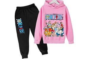 CHAORWE 2022 Anime One Piece Enfants Survêtements Ensemble Luffy Sweat À Capuche Top Casual Pull À Capuche et Joggers Pantalons pour Garçons Filles