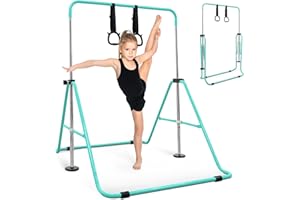 KAYMAN Foldable Gymnastics Horizontal Bar with Hand Protection Wrap, Adjustable Height & Feet - Durable Iron Equipment for Flexibility Training, Compact & Stylish