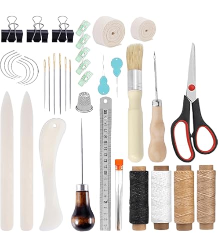 Kit Reliure 11 Pièces - Alêne, Fil Ciré, Aiguilles, Plioirs - DIY Livre, Carnet - Cadeau Créatif