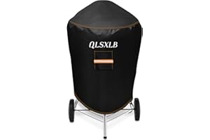 QLSXLB Copertura Barbecue da Esterno Rotondo, Robusto Tessuto Oxford 600D Telo Impermeabile Protettivo Φ63x88cm, Copri Griglia BBQ con Sfiato Aria Antivento Anti Pioggia Polvere Sole Neve Nero