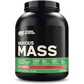 Optimum Nutrition Serious Mass Protein for Weight Gain, Strawberry Flavor, 6 Pounds, 8 Services