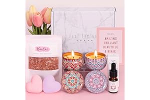 BAICAI Relaxation Spa Gifts Set for Women Birthday, Sleep & Relax Pamper Hamper Relaxing Self Care Bath Gift Set for Her, Ladies Gift, Mum Gifts with Lavender Bath bomb, Rose Bath salt, Candle and Sleep Mask