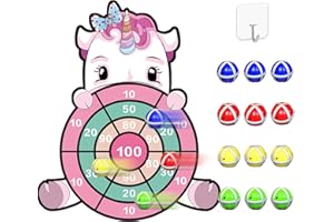 GEMKARRY 63CM Einhorn Geschenke für Mädchen 3-9 Jahre, Einhorn Spielzeug Dartscheibe Kinder mit 12 Klebrigen Bällen Geschenke für Mädchen 4-11 Jahre Wurfspiel Set Geburtstags Geschenke für Kinder 4–10