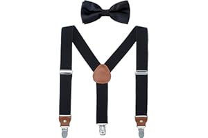 WELROG Bretelles pour Enfants Nœud papillon Ensembles - Bretelles ajustables en Y avec Variété Couleurs