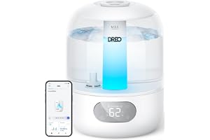 DREO 3L babyluftfuktare med fuktsensor, isvit | 30 timmars räckvidd med WiFi-kontroll/app, toppfyllning, luftfuktare för dagi
