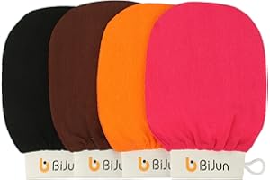 BiJun Peelinghandschuh, Exfoliating Gloves Body Scrub, Marokkanische Kese Peeling Handschuhe, Premium Scrub Exfoliate für Bad Oder Dusche (4 pack)
