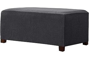 POIUYT Rettangolare Copri Pouf, Elasticizzato Fodera per Pouf in Tessuto Jacquard Copertura Dell'Ottomano Morbido Elastico Fodera per Pouf Lavabile Copri Poggiapiedi per Soggiorno