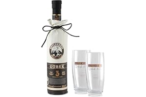 RAKI Beylerbeyi | Lot de 1 Bouteille de Raki Turc de 70cl + 2 Verres à Raki | Eau de Vie Turque Aromatisée à l'Anis - 100% Raisins Frais - Sans Sucres Ajoutés