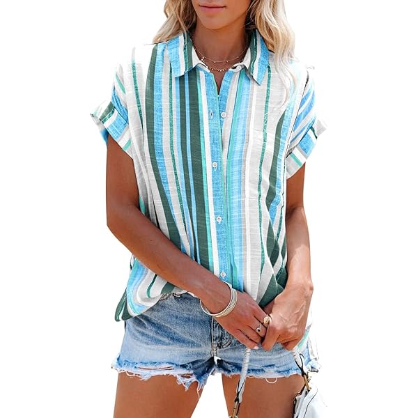 Niwicee Dames tops zomer linnen shirts tops casual korte mouw blouse T-shirt V-hals knoop up shirt effen kleur tuniek tops, Zwart, S
