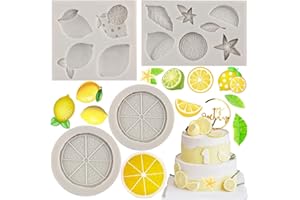 MYPRACS Set di 4 stampi in silicone a forma di limone, per decorazioni di torte, pasta di gomma, cupcake, caramelle, cioccolato, argilla polimerica