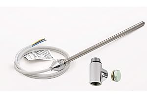 Valdern Kit di scaldasalviette elettrico a doppio combustibile (150 W/250 W/300 W/400 W/600 W) per portasciugamani da bagno e termosifoni, tappo cromato con raccordo a T e spina di chiusura (600 Watt)