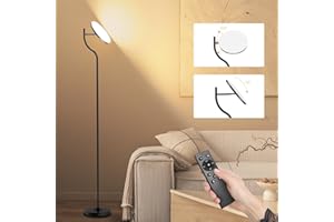 FIMEI Floor Lamp, Stepless Dimming Uplighter Floor Lamp with Remote Control, Eye-Protecting, 3000K - 6500K Color Temperatures, LED Floor Lamp for Living Room, Timer Function, 30W
