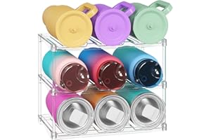 ‎LIFEWIT Lifewit Stapelbarer Flaschenhalter für Schrank, Gefrierschrank, Vorratskammer, Kunststoff Wasserflaschenhalter für Küchenarbeitsplatte, Schrank, Büro, 3 Stöckig für 9 Flaschen