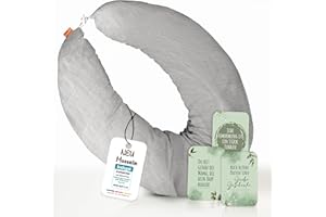 ‎SOULBABY joyfill Stillkissen I Von Hebammen Getestet I XXL Schwangerschaftskissen & Seitenschläferkissen I Lagerungskissen Baby & Schlafkissen für Schwangere I Flüsterleise Füllung (Musselin Grau, 170 cm)