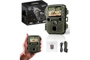 ZIMOCE Cámara de Caza, Cámara Fototrampeo Nocturna sin Brillo IR LED, 0,2s Velocidad de Disparo y Gran Angular de 60°, IP66,Tarjeta 32G, para Caza de Vida Silvestre Exploración (MINI-4K)