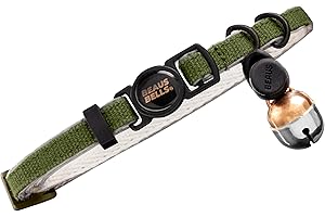 Beaus Bells - Recycled Cotton Cat Collar with Beau's Bells | Reflective, Anti-Fray, Water-Repellent, Breakaway Buckle