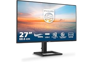 PHILIPS 27E1N1300AM - Monitor FHD da 27 pollici, altezza regolabile, altoparlanti (1920x1080, 100 Hz, HDMI, USB-C (alimentazione 65 W), hub USB) Nero