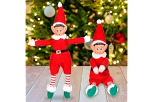 NLMWTI 2 Piezas Duende Navidad Travieso, 40CM Elfo Travieso, Juego de Elfos Elfo Navidad Muñec para Hogar, Escaparate y para Regalar a Los Niños