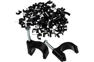 ENTIE kenable Black - Clips Redondos para Cables (100 x 8 mm, 8 mm), Color Negro