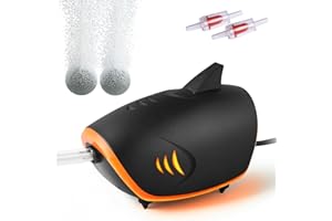 HITOP Powerful Aquarium Air Pump, Dual Outlets Aquarium air pump, Adjustable Oxygen Aerator with accessories, for 60-600L Fish Tank