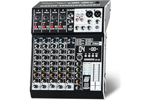 SOWOITIG Audio Mixer 6 Channel Professional Sound Mixer Console with 99 DSP Effects, Mixing Board DJ Mixer w/USB, Bluetooth, 48V Power Supply, PAD Button for Recording Karaoke PA Drum Live Music