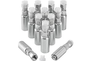 Racewill 12 Pack 1/4" Hydraulic Hose End Fittings: 1/4" I.D. Hose x 1/4" JIC 37° Female With Protection Cover Hydraulic Hose End Swivel Crimp Fitting